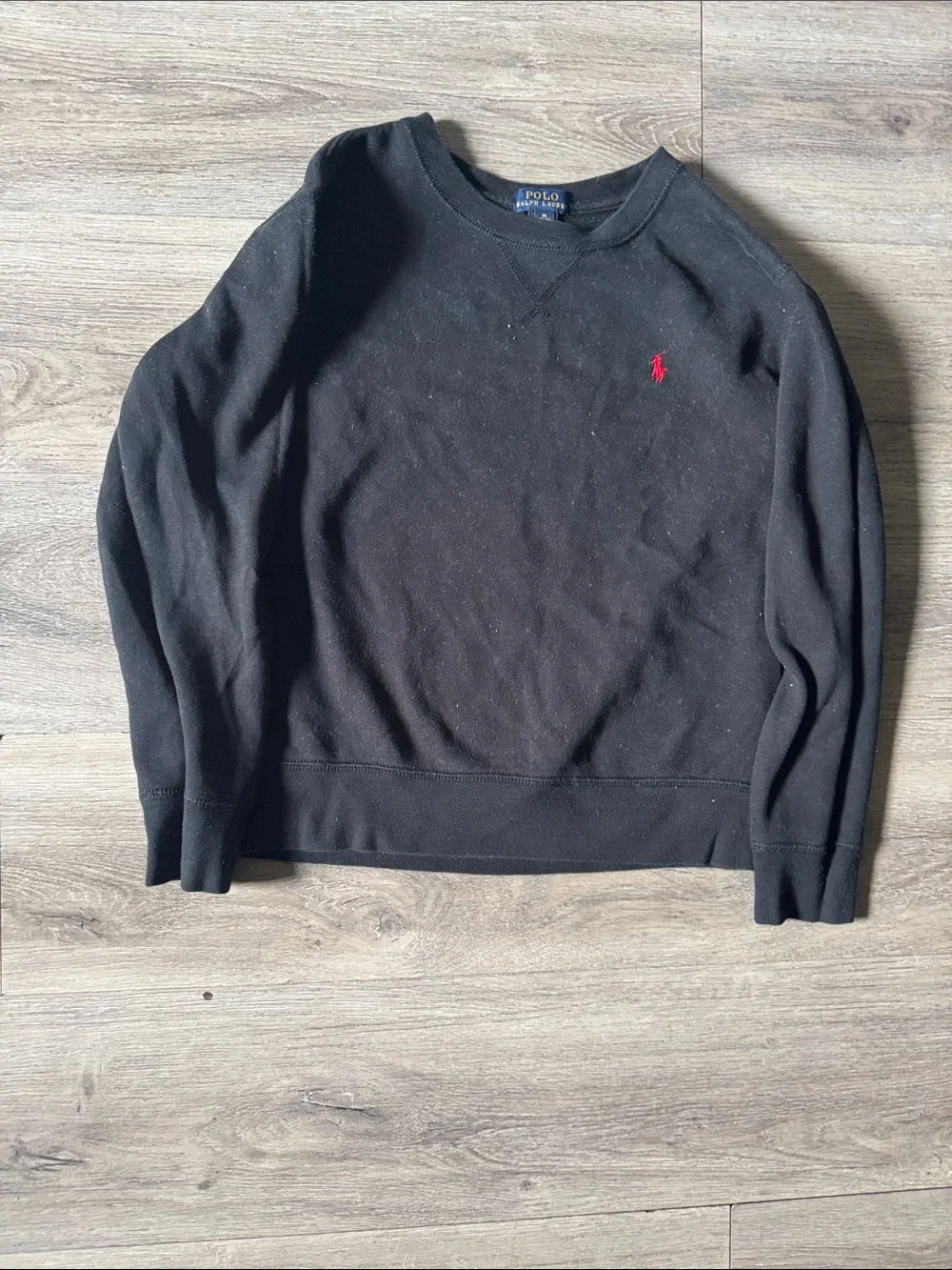 Ralph Lauren Black Crewneck Sweater with Red Pony